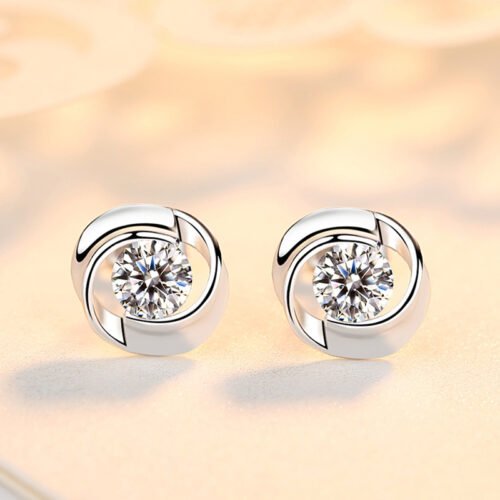 S925 pure silver rose earrings