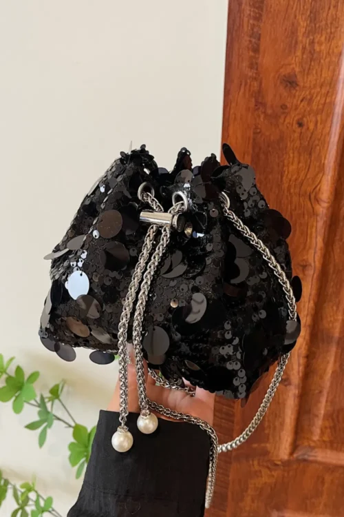 Drawstring Sequin Crossbody Bag - Image 26