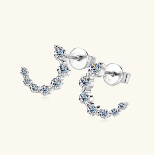 Silver Stud Moissanite Earrings - Image 8