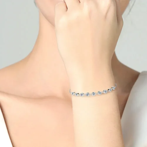 Inlaid Moissanite 925 Sterling Silver Bracelet - Image 5