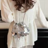 Drawstring Sequin Crossbody Bag