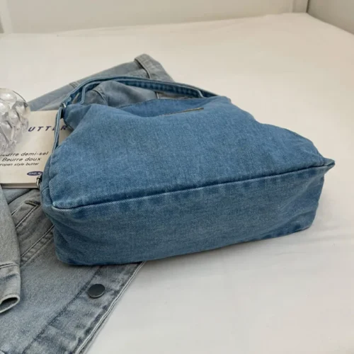 Adjustable Strap Denim Shoulder Bag - Image 4