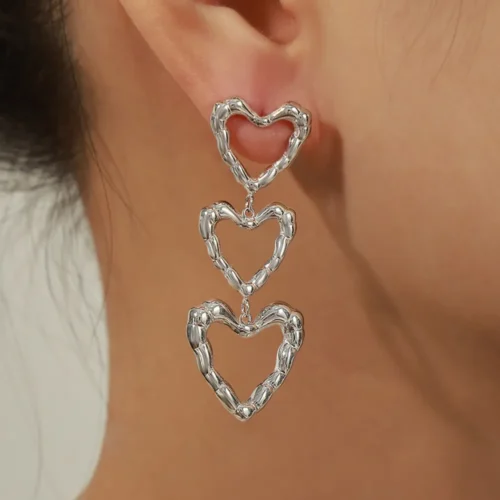 3 Heart Shaped Imported Earrings - Image 7