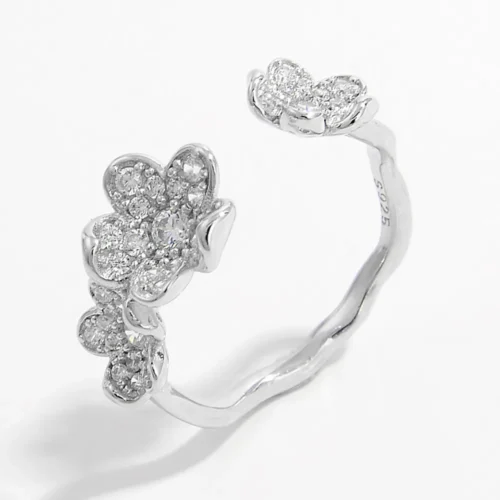 925 Sterling Silver Zircon Open Ring