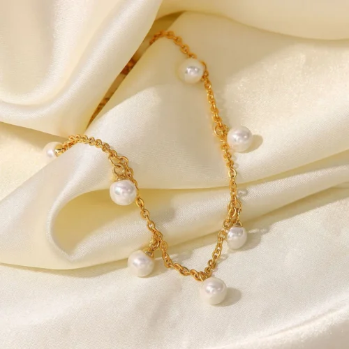 Pearl 18K Gold-Plated Charm Anklet - Image 5
