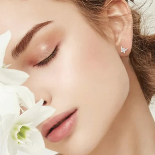 Moissanite Silver Butterfly Stud Earrings