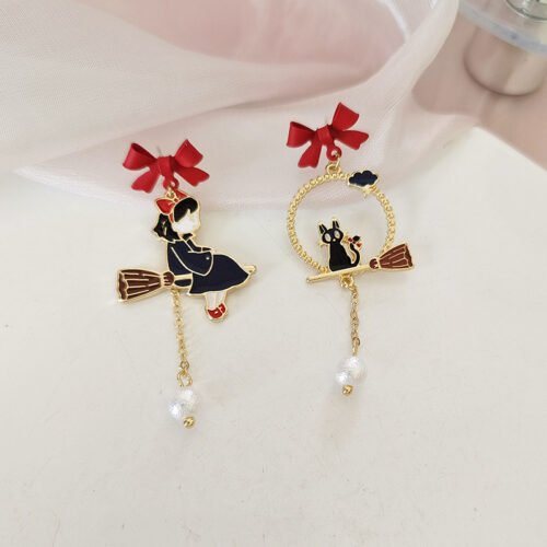 Bow cartoon character cat earrings