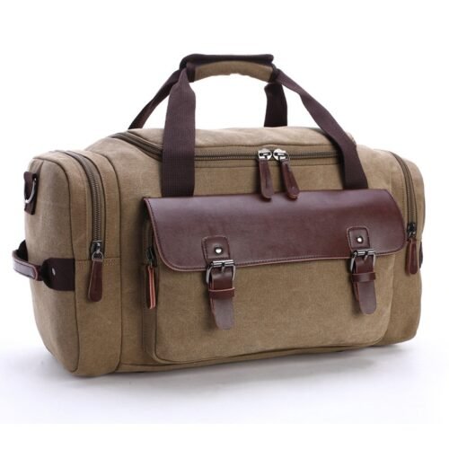Leather Canvas Duffle Bag - Image 11