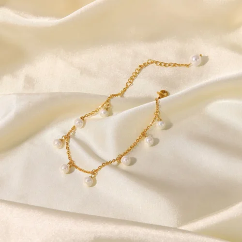 Pearl 18K Gold-Plated Charm Anklet - Image 6