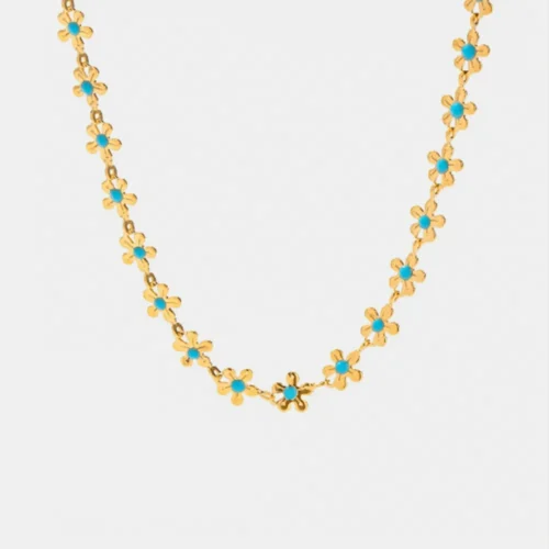 Flower blue drip Necklace