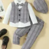 Plaid Vest and Pants 4-Piece Set