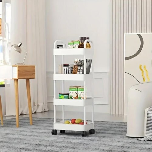 White rolling storage cart - Image 7