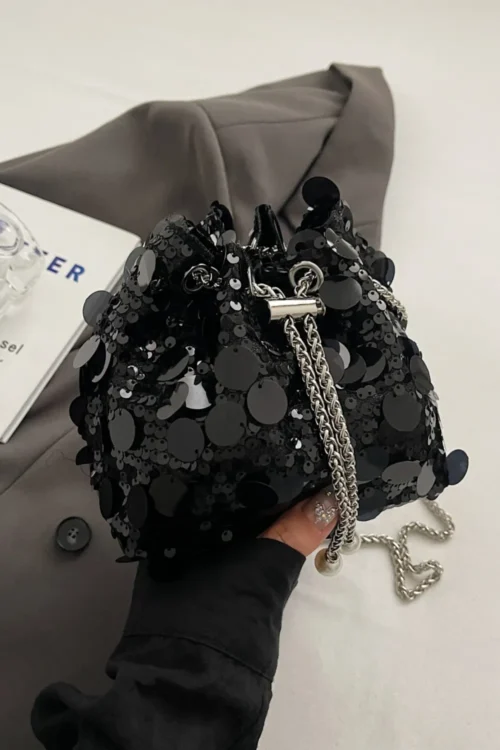 Drawstring Sequin Crossbody Bag - Image 21