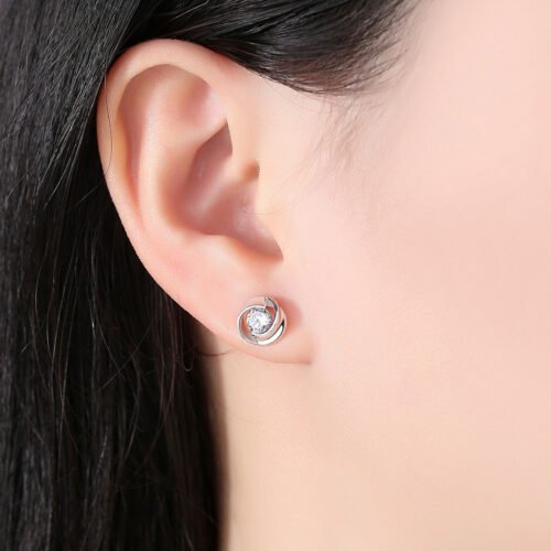S925 pure silver rose earrings - Image 4