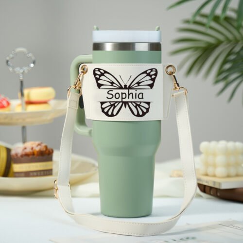 Leather carrier bag for Stanley Tumbler