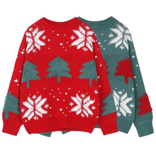 Christmas Snowflake Tree Knit Sweater