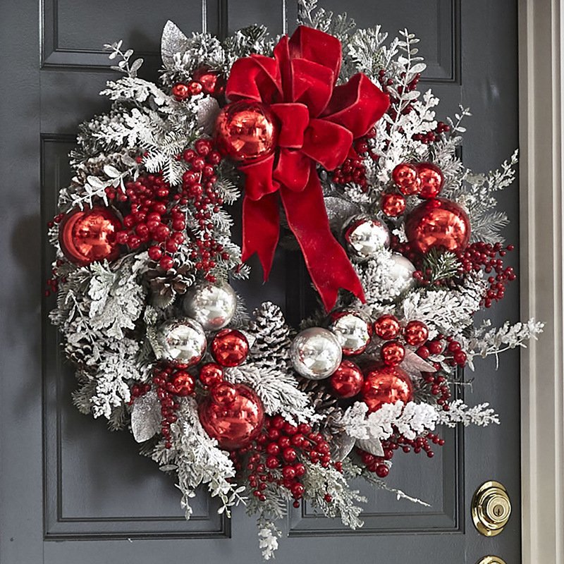 Flocked PVC Christmas Wreath - Image 2