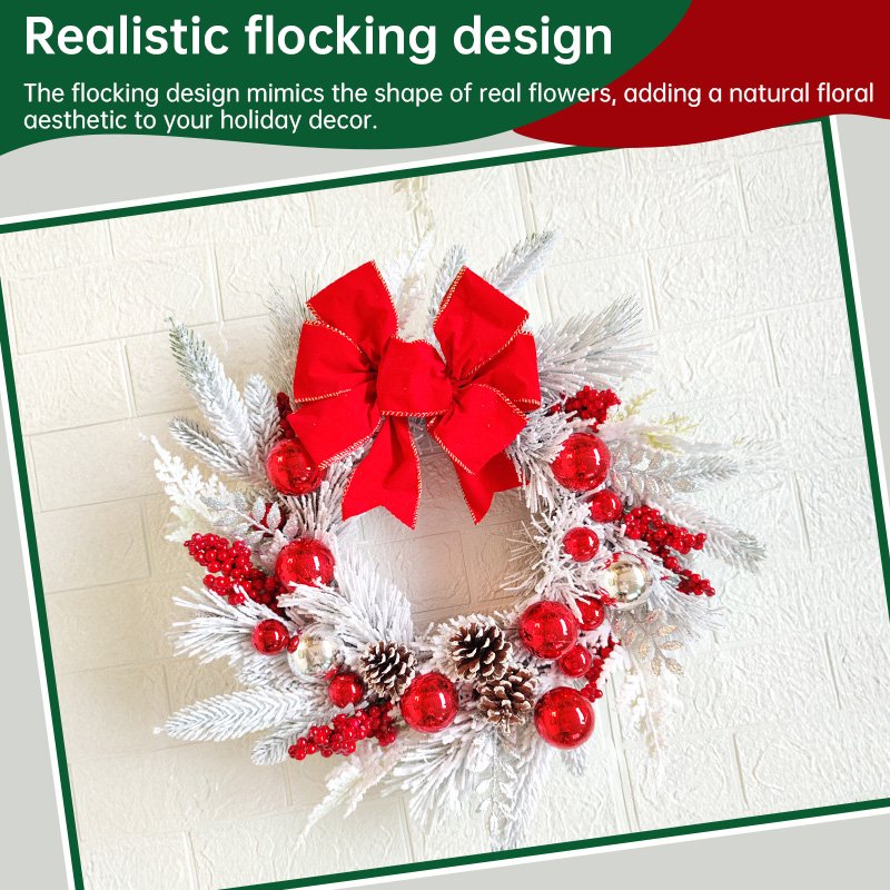 Flocked PVC Christmas Wreath - Image 8