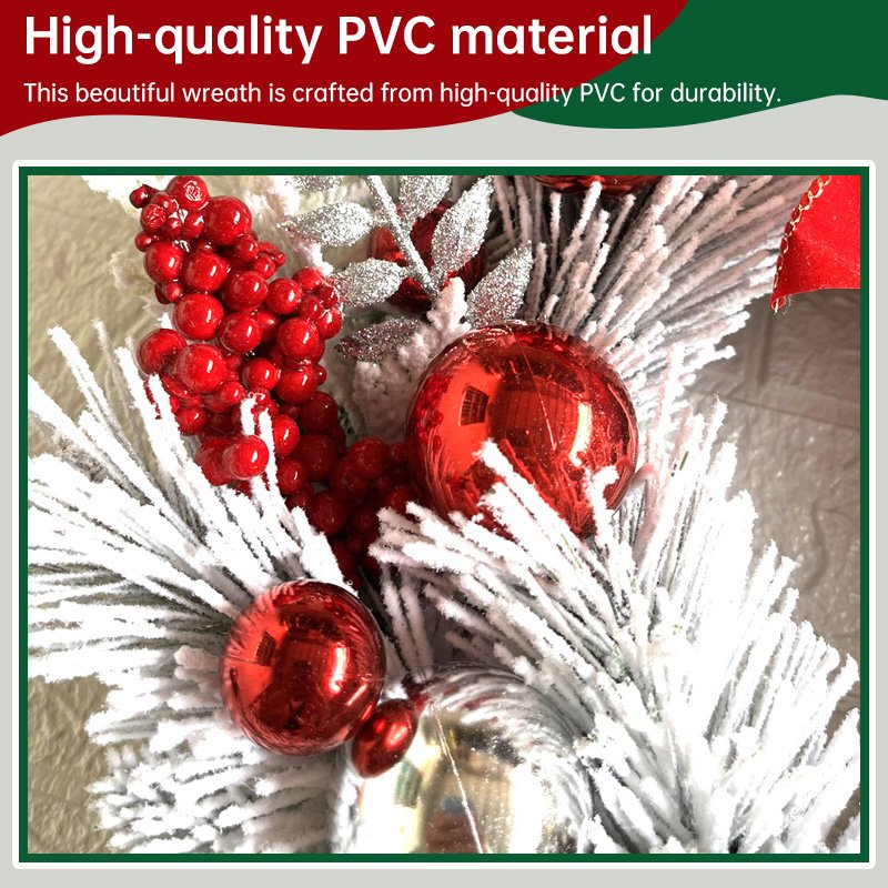 Flocked PVC Christmas Wreath - Image 9